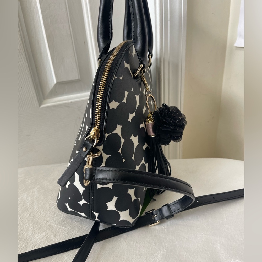Kate Spade Black and White Polka Dot Satchel like new - Picture 4 of 11
